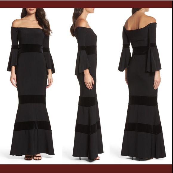 NWT Xscape Velvet Trim‎ Off Shoulder Mermaid gown